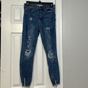 Ankle Length High Waisted Ripped Jeggings
